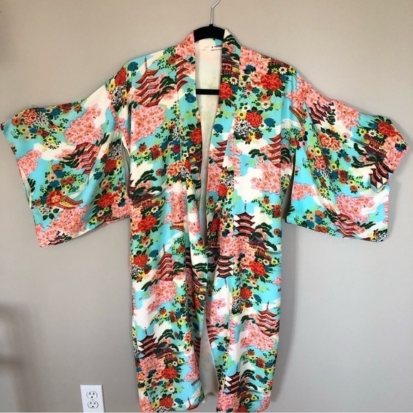 VINTAGE made in Japan kimono robe duster colorful - Picture 3 of 14